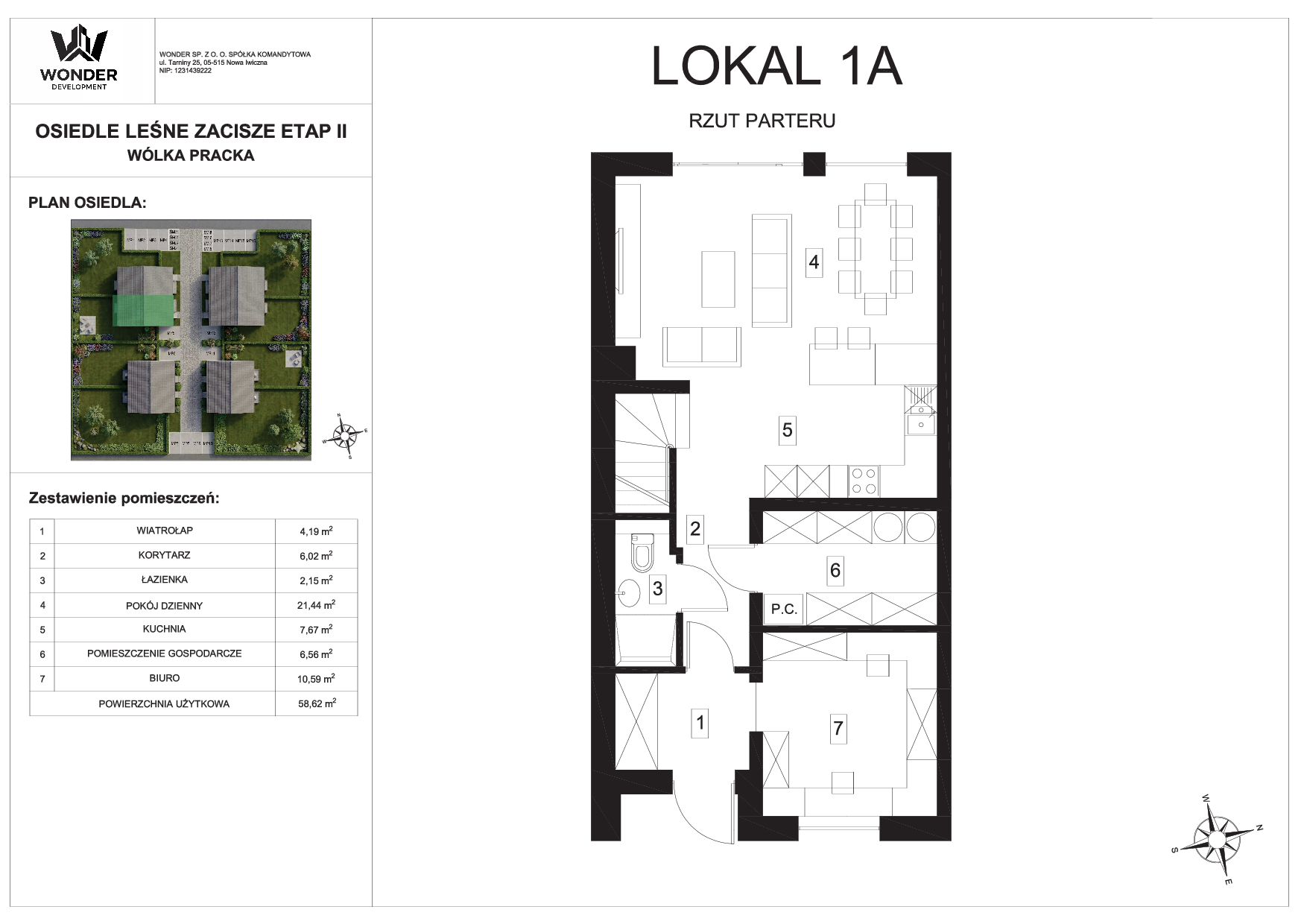 Karta lokalu 1A – parter