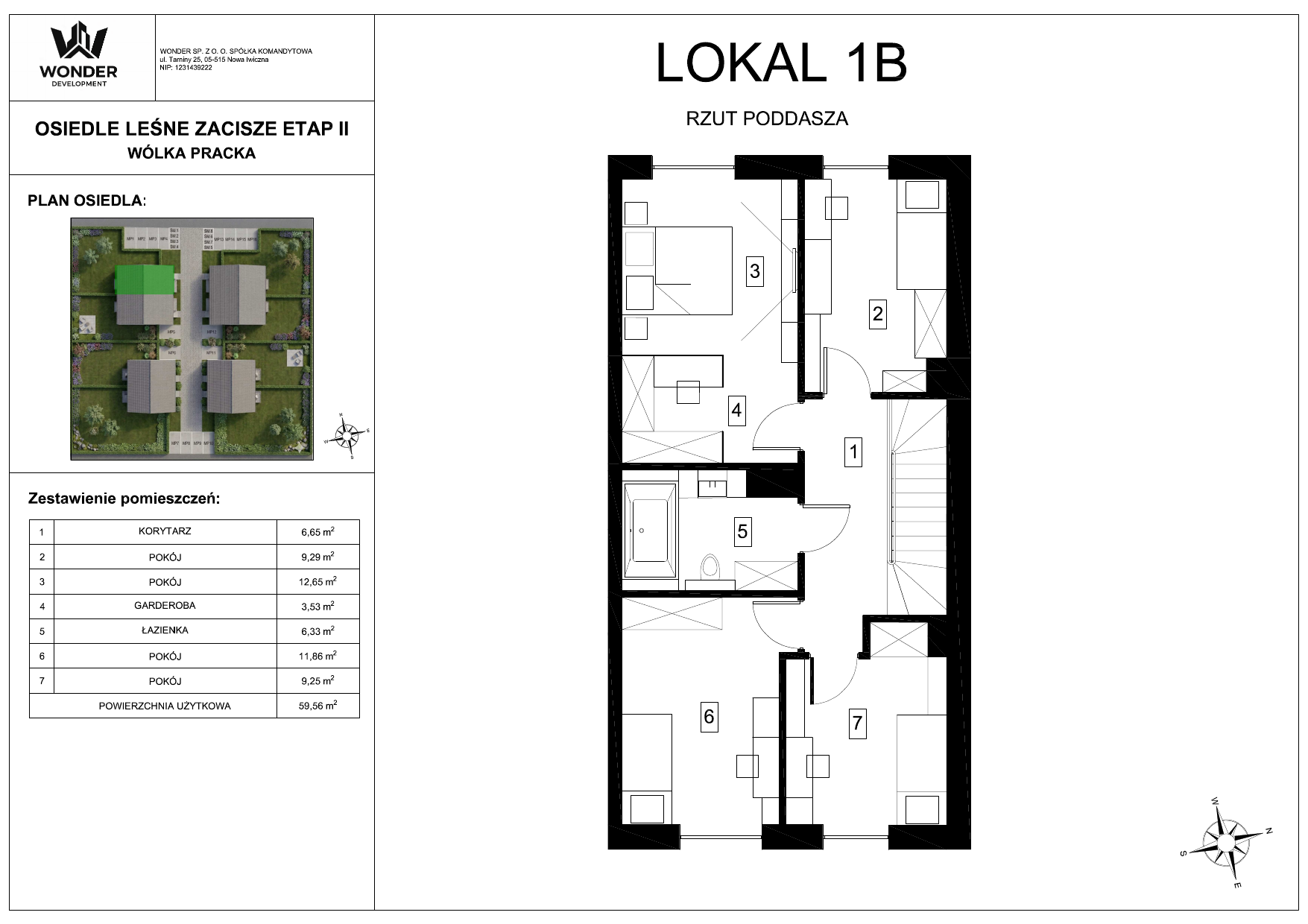 Karta lokalu 1B – piętro